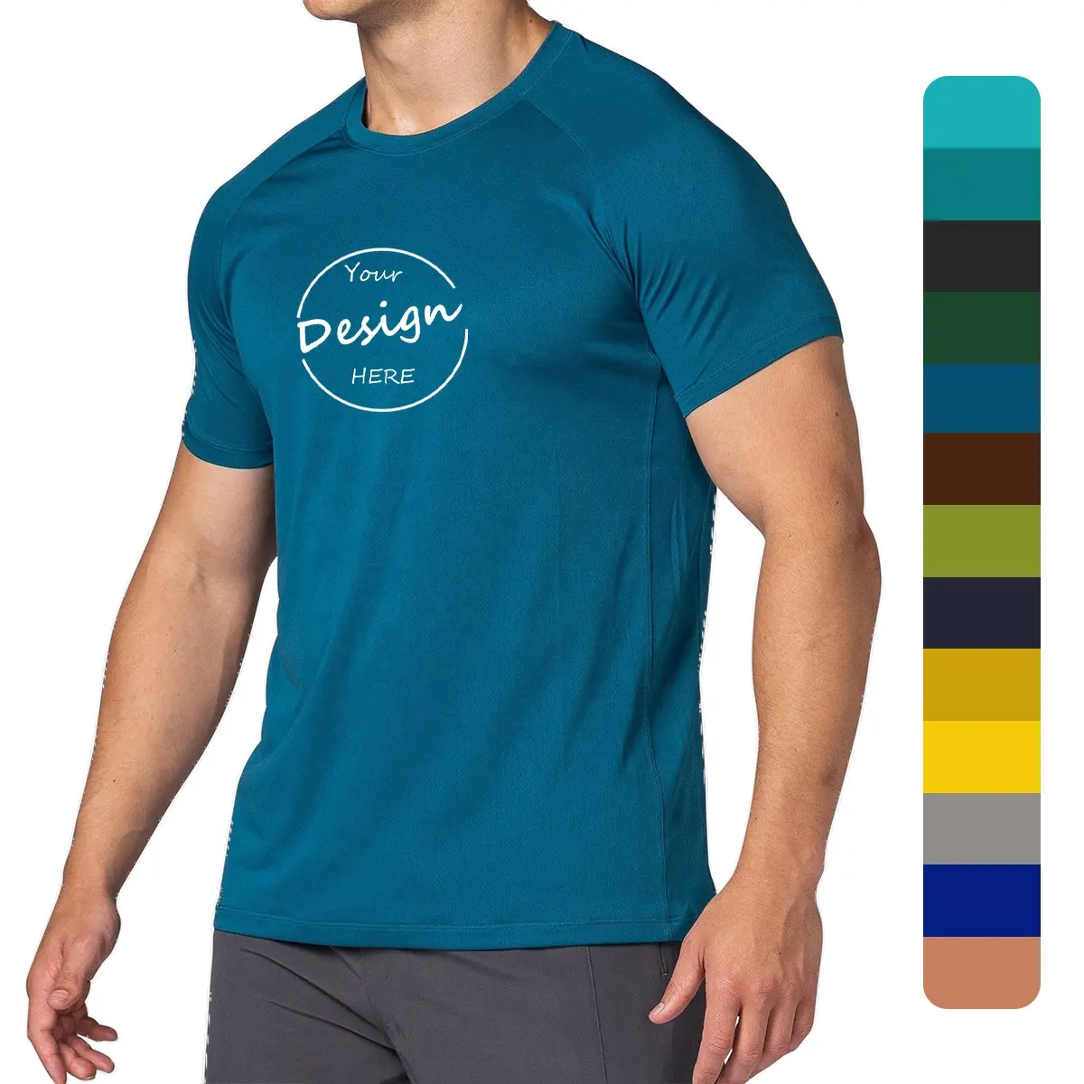 Benutzer definierte Muskel Fitness Sport Bodybuilding Stickerei Design Athletic Gym Raglan T-Shirts für Männer in loser Schüttung