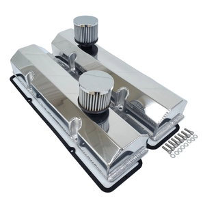 작은 블록 Chevy 광택 알루미늄 제작 밸브 커버 SBC 350 400 브리더 - Product Image 1