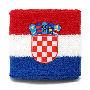克罗地亚国家国旗廉价高品质运动氨纶汗腕带毛巾腕带