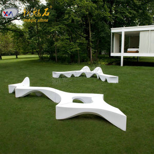 Nuevos Materiales de Construcción de Piedra GRC, Banco para Exteriores, Parque, Plaza, Forma Irregular, Blanco Gris, Personalizable, Resistente al Agua y a las Manchas - Product Image 2