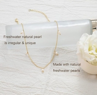 Mode plaqué or lLink chaîne étoile Style naturel blanc riz perle charme collier ras du cou pour la vente en gros