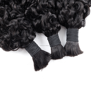 100 g/paquete de cabello humano Remy rizado birmano negro Natural cabello trenzado a granel para trenzas bohemias paquetes de cabello bohemio sin trama - Product Image 3
