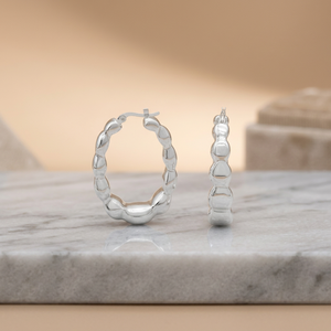 Pendientes de Aro Ovalados Abombados de Plata de Ley 925, Modernos [dia. 7.0 mm] - Product Image 2