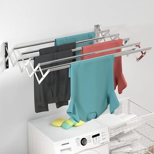 Séchoir à linge mural en acier inoxydable, séchoir à linge rétractable en accordéon pour buanderie, salle de bain, tour - Product Image 3