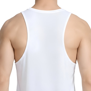 เสื้อกล้ามผู้ชายโลโก้สั่งทำ ผ้าโพลีเอสเตอร์ผสมคอตตอน 100% แห้งเร็ว ระบายอากาศดี สวมใส่สบาย แบบถัก ไม่มีแขน เหมาะสำหรับออกกำลังกาย ฟิตเนส ยิม รับผลิตแบบ OEM - Product Image 4