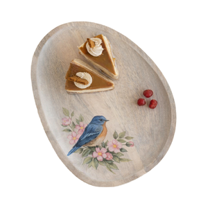 Plat de service en bois de manguier écologique, motif floral, peint à la main, passe au lave-vaisselle, personnalisable pour les cadeaux - 13 pouces x 10 pouces x 0,6 pouces - Product Image 6