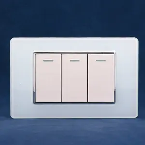 Profissional Interruptor Elétrico Wall Socket Fabricante Painel De Vidro Temperado 3 Gang 1 Way 2 Way Wall Light Switch Padrão EUA