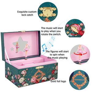 Boîte à musique florale vintage pour filles, motif paon, boîte à musique de ballerine dansante avec miroir - Product Image 4