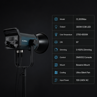 CL300 MAX Professionnel 300W DMX512 COB LED Vidéo, Lumière de Scène à Double Température de Couleur 2700K-6500K pour Studio et Diffusion en Groupe
