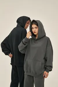 Custom Logo Blank Streetwear Pullover Sweatshirt Plus Size Double Layer Hoodie French Terry 350 400 500 800 Gsm Men's Hoodie
