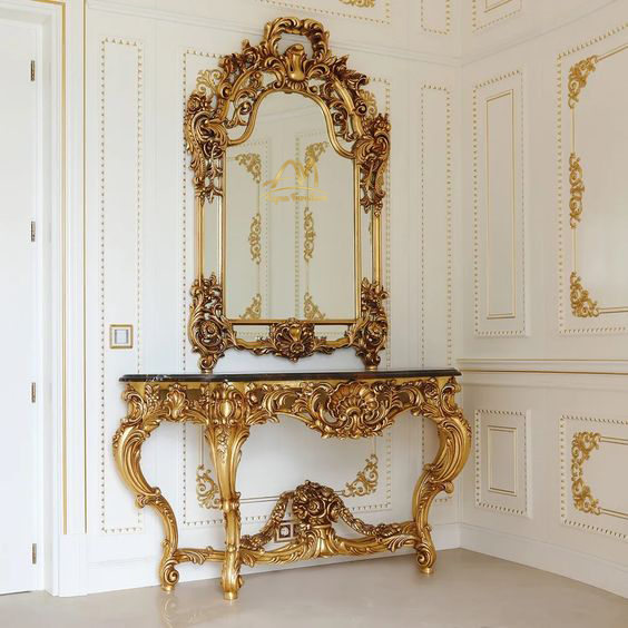 Classic Style Console Tables for Living Room Furniture With Gold Color