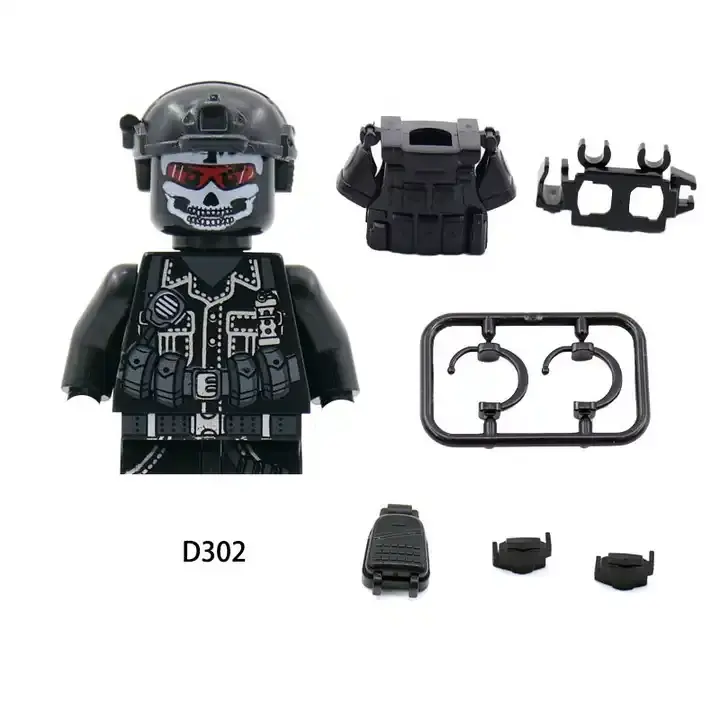 Mini Militär Gespenst Spezialpolizeifigur-Set Weste Rucksack Gürtel Waffe Bausteine WW2 Charakter Spielzeug Armee-Spielzeug