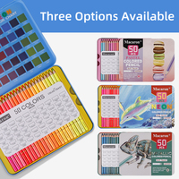 Ensemble de 50 crayons de couleur métalliques populaires Macaron, crayons à dessin non toxiques dans une boîte en métal pour artistes et amateurs