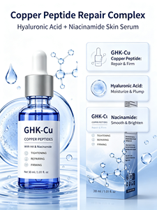 Suero de Péptidos de Cobre GHK-Cu 30ml con Ácido Hialurónico, Niacinamida y Vitamina C, Reafirmante, Reparador, Antienvejecimiento, Facial, OEM, Venta al Por Mayor - Product Image 2