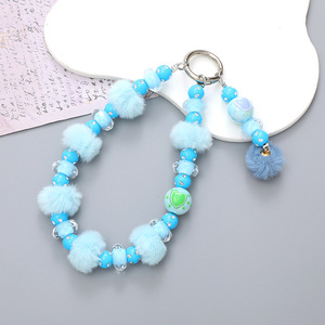 Ciondolo a catena con fiore in lana e perline, alla moda, autunno inverno, piccolo regalo, braccialetto, charm per borsa <span class=keywords><strong>o</strong></span> portafoglio - Product Image 4