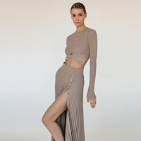 Ensemble pull-over à manches longues pour femme, 2 pièces, jupe-pull, robe-pull, vêtements Sexy, 2022