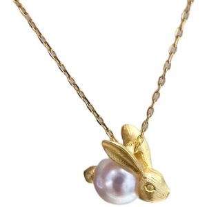 Colgante de Plata S925 para Collar de Mujer con Perlas DIY y Cuentas de 8-10mm y Soporte de Jade Vacío con Forma de Conejo 30731 - Product Image 3
