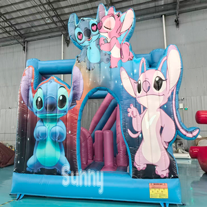 Castillo Inflable Comercial de Juguete con Diseño de Personajes de Dibujos Animados, Castillo Hinchable Azul para Niños con Tobogán y Zona de Salto - Product Image 2