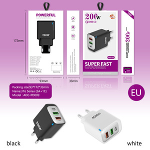 200W 플러그 3 포트 EU 미국 영국 USB 타입 C 블록 아이폰 17 16 15 14 13 12 프로 최대 샤오미 삼성 고속 충전 전화 벽 충전기 - Product Image 2