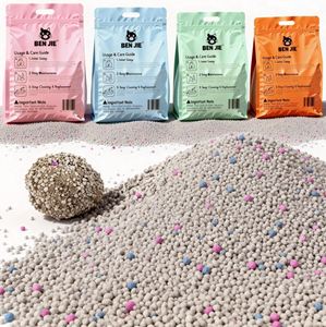 BENJIE 4kg Litière pour chat en bentonite sphérique écologique parfumée à la lavande, faible teneur en poussière, hautement absorbante, agglomération rapide, jetable dans les toilettes - Product Image 1