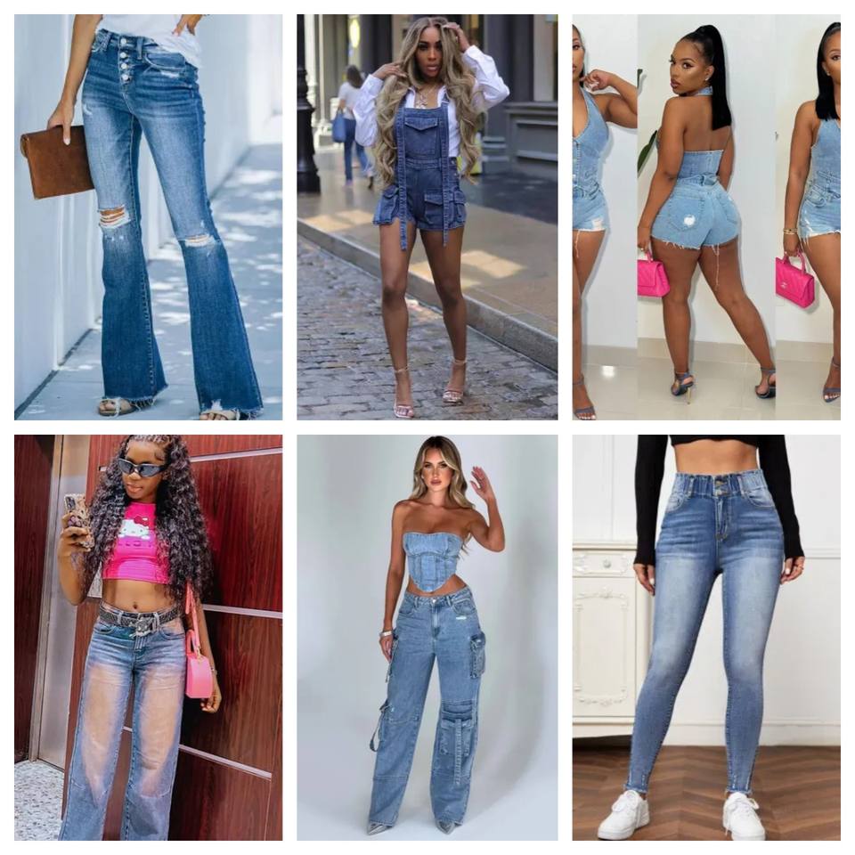 Randon Pattern Examples Wholesale Women's High Waisted Elastic Hip Lifting Slim Fit Jeans ...