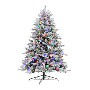 Arbre de Noël floqué populaire en PE+PVC, avec <span class=keywords><strong>neige</strong></span> artificielle, arbre nu et décoration de Noël auto-éclairante - Product Image 1