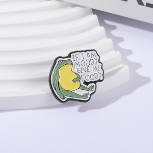 Se sono lunatico dammi spille con smalto Foody simpatiche spille con rana da meditazione vestiti con risvolto regalo di gioielli divertenti - Product Image 2