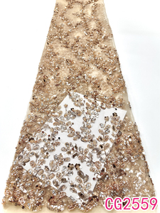 Tissu en dentelle française nigériane en maille pour femmes, broderie de luxe, perles, paillettes pour robes de soirée, tenues de mariée, dentelle africaine - Product Image 5