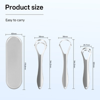 Too Care Ensemble de 3 gratte-langues en acier inoxydable avec design antidérapant en forme de U, écologique, boîte de voyage portable pour usage domestique
