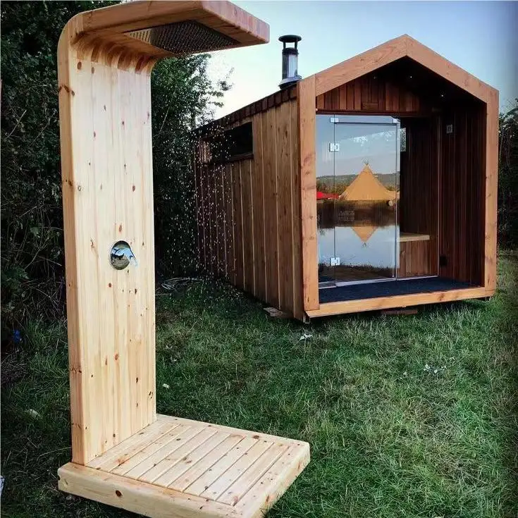 Buona vendita all'aperto Sauna quadrata e Area di sosta in legno casa prefabbricata Spa vasche Sauna vapore camere