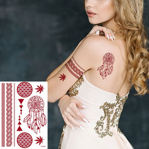 Temporary Brown Flowers Henna <strong>Tattoo</strong> Sticker Waterproof Body Art Henna <strong>Tattoo</strong> Stickers Lace Bride Wedding <strong>Tattoo</strong> Sticker - Product Image 2