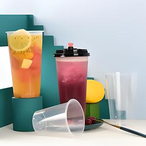 Tái sử dụng 90mm ly nhựa có nắp đậy ống hút cho nước trái cây smoothies nước Cocktail trà cà phê xicara de CHA de leite de plastico - Product Image 1