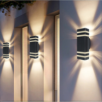 Applique murale LED extérieure étanche à double tête 12W, support carré E27, base en acier inoxydable, pour cour, couloir, porte d'entrée