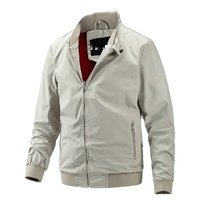 Blouson Bomber Homme Printemps Automne Décontracté Léger 100% Polyester Col Montant Zippé Tendance Vêtement de Travail Extérieur