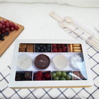 Plateau de traiteur en carton avec fenêtre, emballage alimentaire pour brunch et plateaux de dégustation, finition mate, gaufrage et dorure à chaud, personnalisable, pour chewing-gum, cosmétiques, sushis