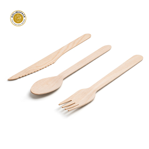 Cucchiaio per posate in legno biodegradabile OOLIMA cucchiai di legno piccoli posate in legno coltello usa e getta forchetta cucchiaio tagliacapelli usa e getta all'aperto - Product Image 6