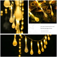 Guirlandes lumineuses solaires rechargeables à LED blanc chaud en forme de goutte d'eau, 8 modes, intérieur/extérieur, jardin, décoration de fête de Noël