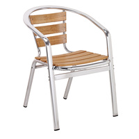 Plastique, bois, aluminium, café-restaurant, chaise avec accoudoir en bois pour l'extérieur