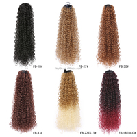 AliLeader Extensions Queue de Cheval Afro Crépue Naturelle Ondulée Profonde 19 Pouces, Cheveux Synthétiques à Fibre Résistante à la Chaleur, Queue de Cheval à Cordon