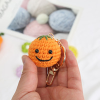 Schattig handgebreid fruit sleutelhanger handgemaakt gehaakt 3D sinaasappel perzik peer amigurumi knuffel hanger tas charme dames cadeaus