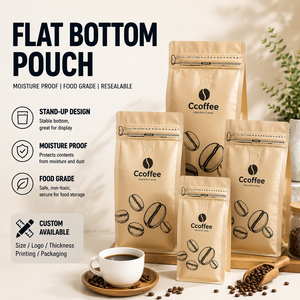 ถุงกาแฟแบบตั้งได้ ก้นแบน สำหรับเมล็ดกาแฟคั่วพิเศษ พร้อมวาล์วระบายอากาศแบบทางเดียว ป้องกันการรั่วซึมสูง สำหรับบรรจุภัณฑ์อาหาร พิมพ์ลายได้ตามต้องการ - Product Image 1