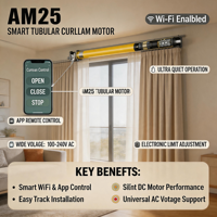 Moteur tubulaire Zigbee 100-240V 1,25 N.m 25 tr/min, entrée AC, moteur de store électrique, commande vocale via application Smart Home, IP44