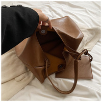 Sac fourre-tout vintage en PU pour femme, grande capacité, couleur unie, résistant à l'eau, doublure en polyester, automne-été