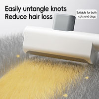 Brosse de toilettage pour animaux de compagnie Petop Factory Huisdier Kam, auto-nettoyante, rétractable à une pression, en acier inoxydable, pour l'élimination des poils de chien et de chat