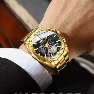 BINBOND B4750 Mode Lumineux Hommes Tourbillon Bracelet En Acier Trois Yeux et Six Aiguilles Montre À Quartz Décorative - Product Image 2