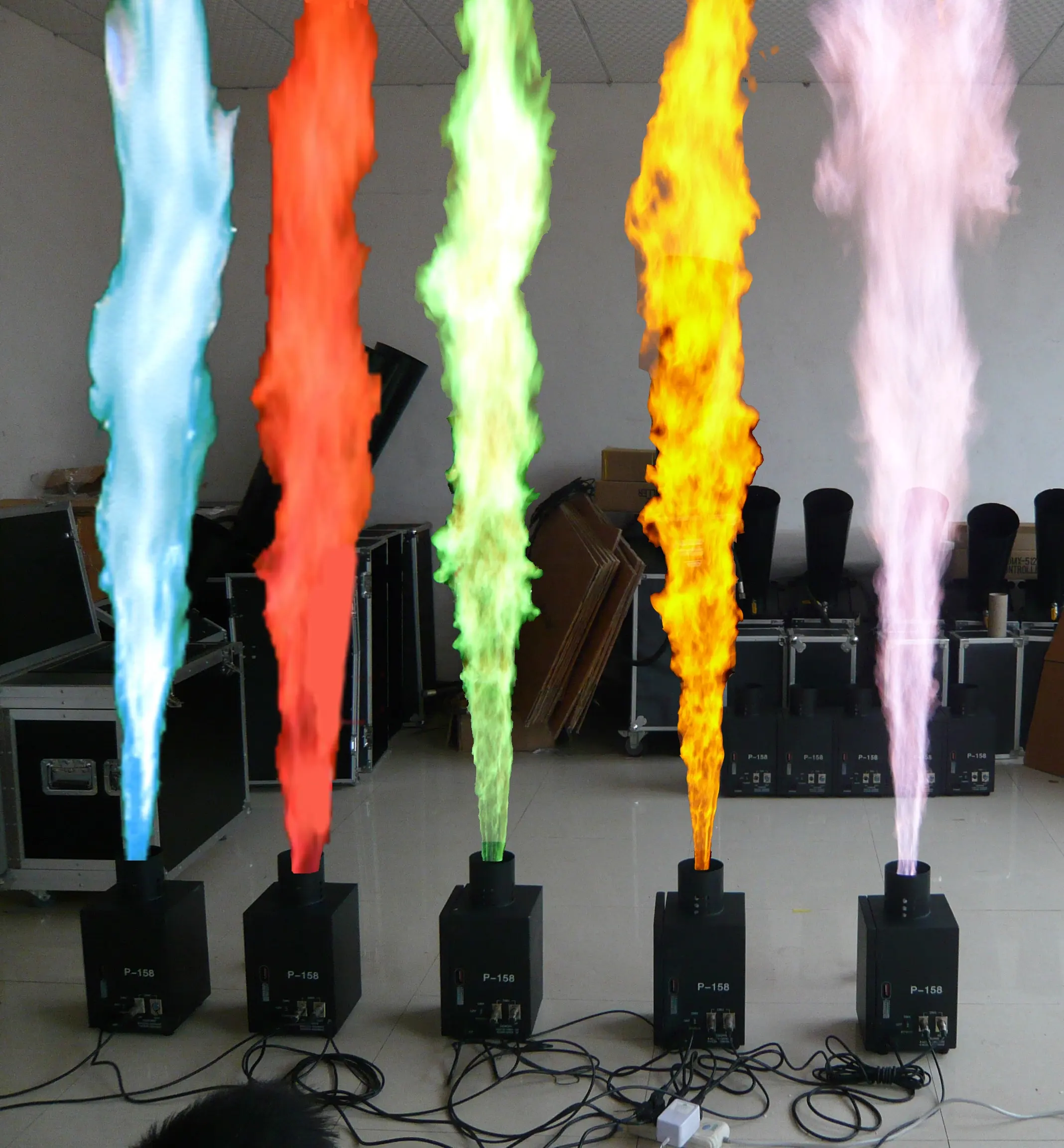 Artificial Fire Party Equipment Lighting Dmx 512 Machine Color Spray Thrower Mini Flame Projector for Concert Stage Disco Dj