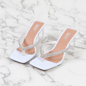 Nuevas Sandalias de Tacón Alto con Pedrería y Punta Cuadrada para Mujer, Zapatos de Verano para Exteriores, Tacones Transparentes, Sandalias de Tacón Ancho - Product Image 3