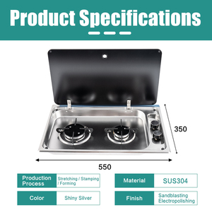 Fornello a Gas JDA Premium in Acciaio Inox 304 di Grado Alimentare con 2 Bruciatori per Camper, Roulotte, Barche e Motorhome - Product Image 2