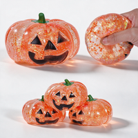 Pelota Antiestrés de Gelatina TPR con Forma de Calabaza Brillante para Halloween, Juguete Sensorial Translúcido para Apretar, Empaque en Bolsa de PP, Certificado QC, Unisex