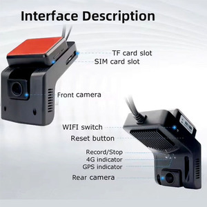 4채널 블랙박스 1080P 전후방 TF 카드 심 카드 4G 와이파이 GPS 지원 - Product Image 4